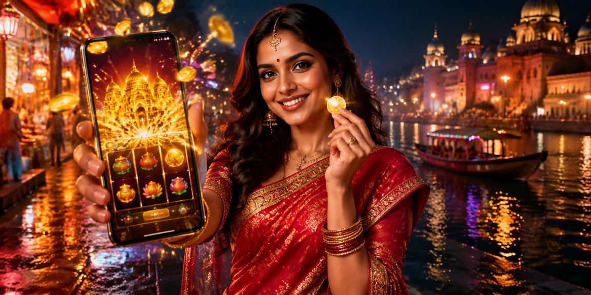 Indian woman playing slot game on mobile
