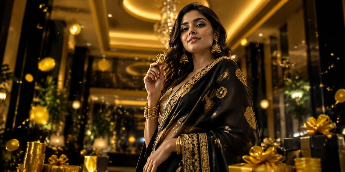 Young woman playing online Rummy game on smartphone in Lucknow at night